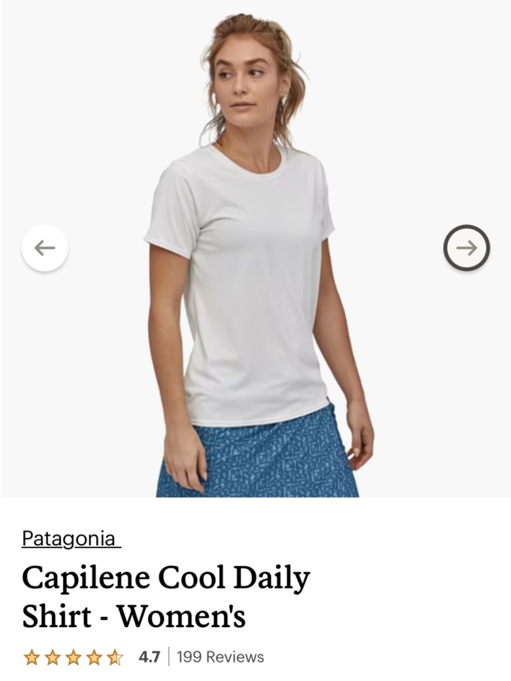 Patagonia Caroline Cool Daily Shirt White Tee XL EUC